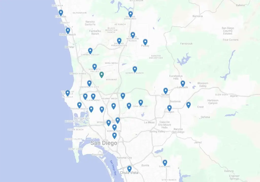 Miramar Kitchen and Bath service map